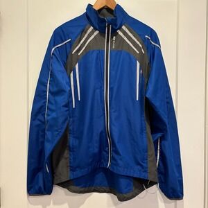 Sugoi Men's Cycling Running Windbreaker Jacket Blue Gray Full Zip Reflective XL